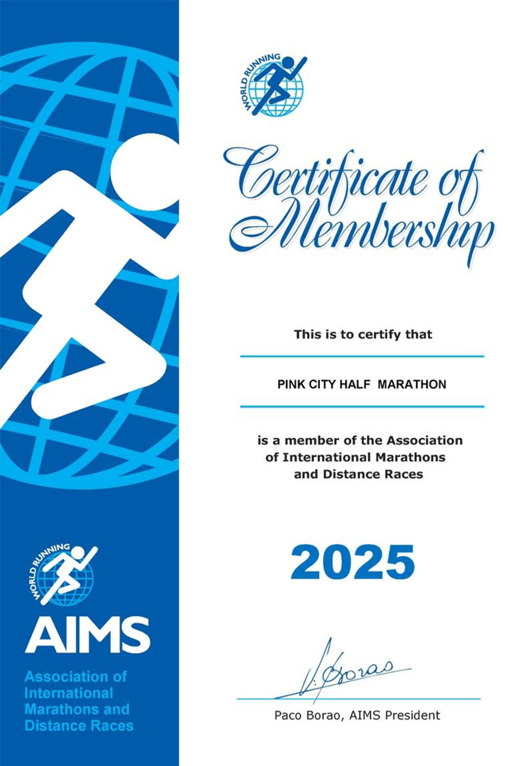 AIMS Certificate of Membership 2025